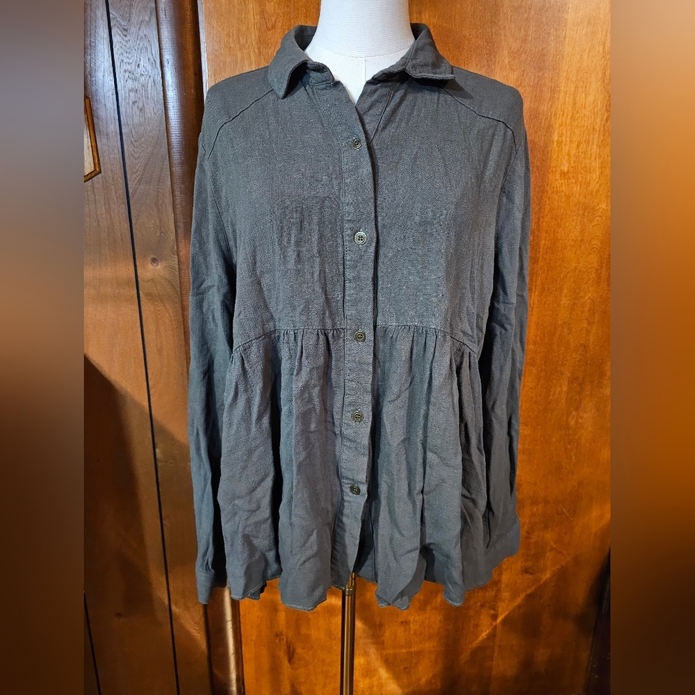 Sz L Umgee Green Button Down Shirt